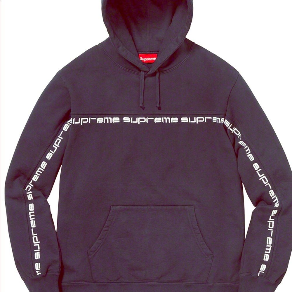 Supreme text stripe hooded sweatshirt